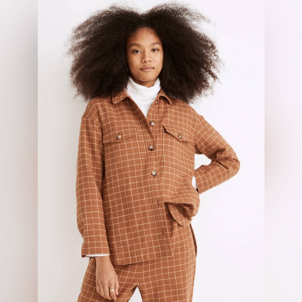 Madewell Waffleback Branner Shirt Jacket in Windowpane. XS. Originally $92